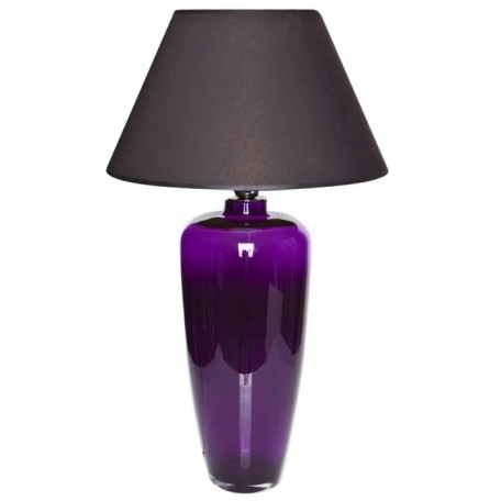 Lampada da tavolo in vetro viola stretta con paralume nero
