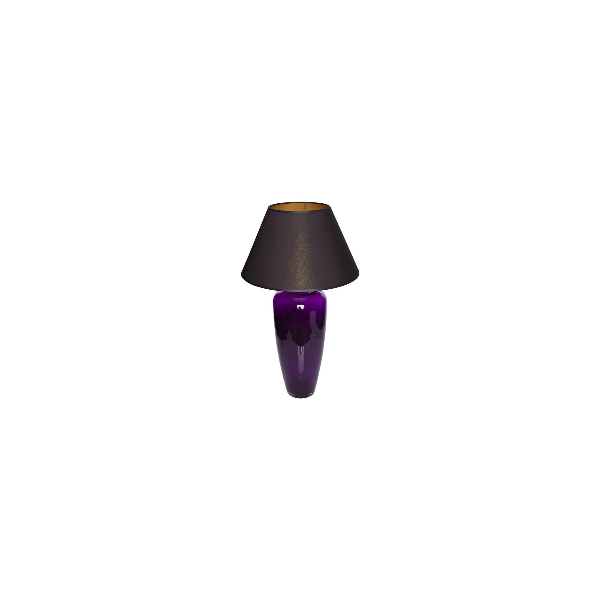  Lampada da tavolo in vetro viola stretta con paralume nero