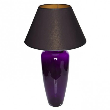 Lampada da tavolo in vetro viola stretta con paralume nero