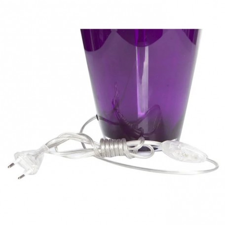 Lampada da tavolo in vetro viola stretta con paralume nero