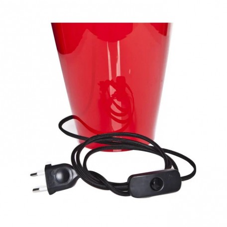 Lampada da tavolo in vetro rosso stretto con paralume nero