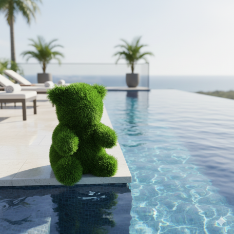 Orso Seduto  In erba sintetica  UVR H 65 cm