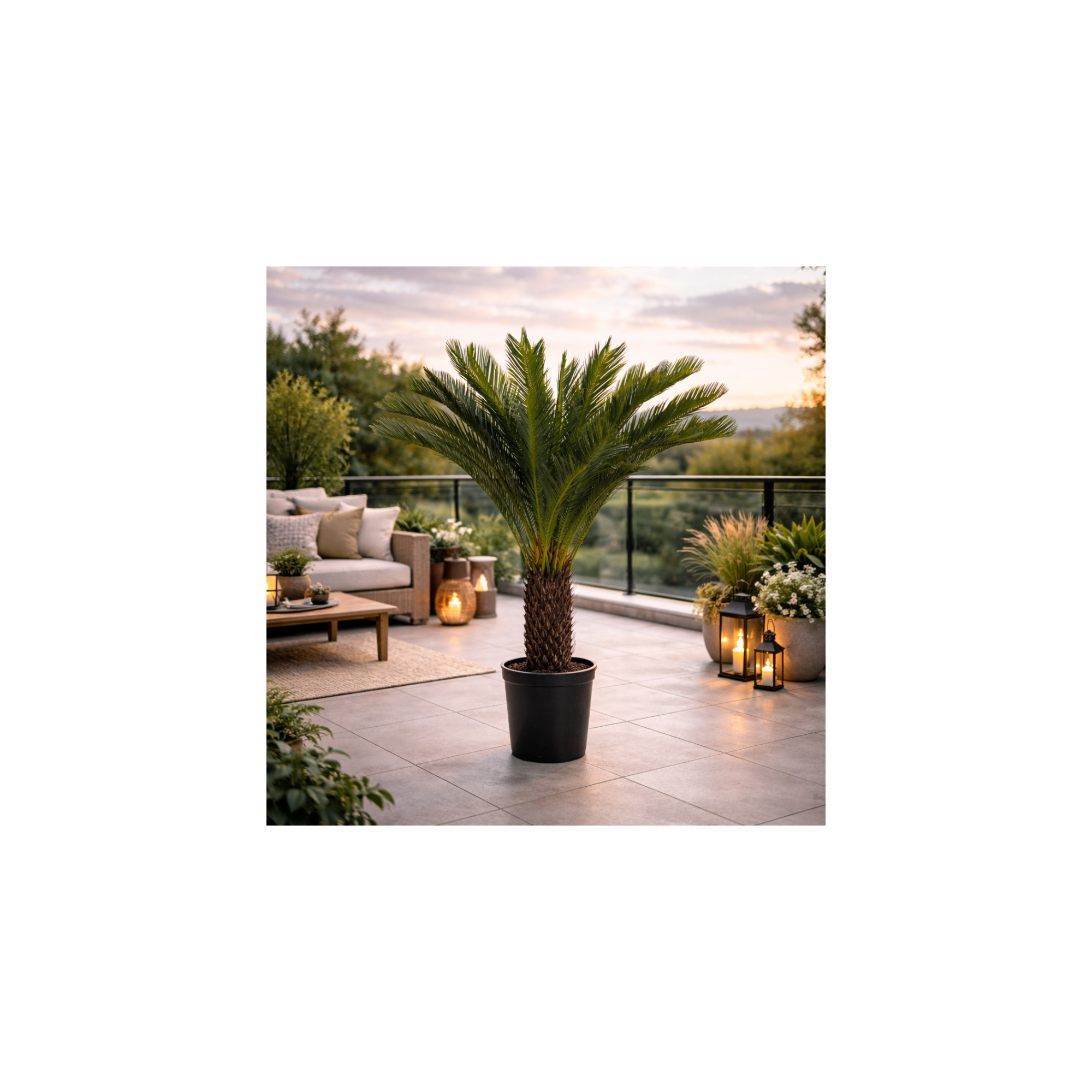  Palma Cycas Artificiale  UVR  28 Foglie  100 cm