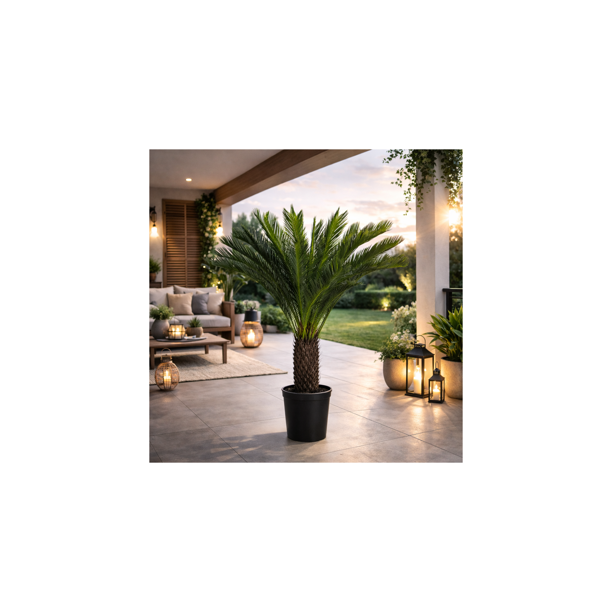  Palma Cycas Artificiale  UVR  28 Foglie  100 cm