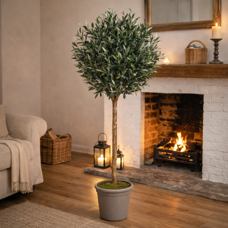 Olivo Ball Seminaturale  Verde con frutti  Tronco Mansanisi  H da 125cm