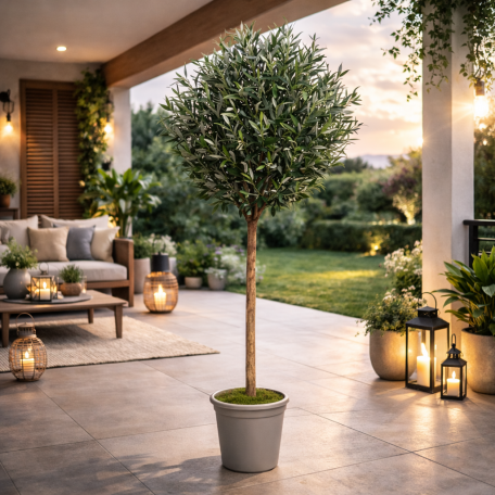 Olivo Ball Seminaturale  Verde con frutti  Tronco Mansanisi  H da 125cm