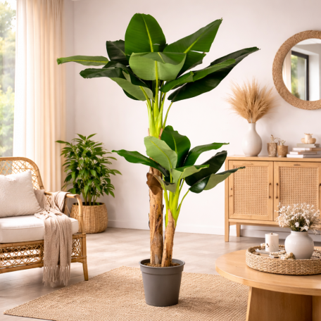 Banano Seminaturale Verde 2 Tronchi in Corteccia di Banano 150cm