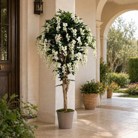 Glicine Seminaturale  Fiori Bianchi  Tronco Mediterraneo H 200 CM