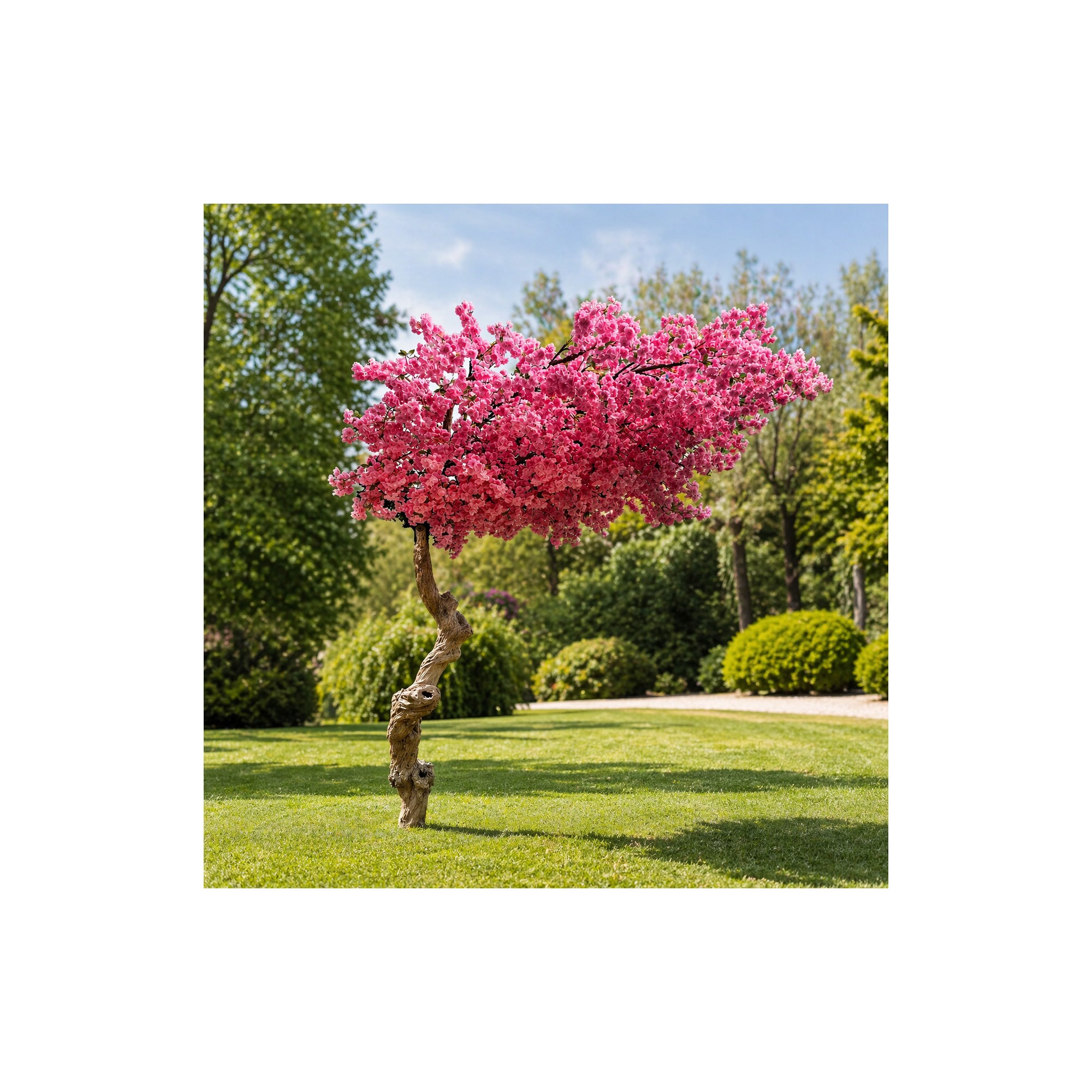  Pesco Seminaturale  Fiori Rosa  Tronco Umbrella ad angolo H 185 CM