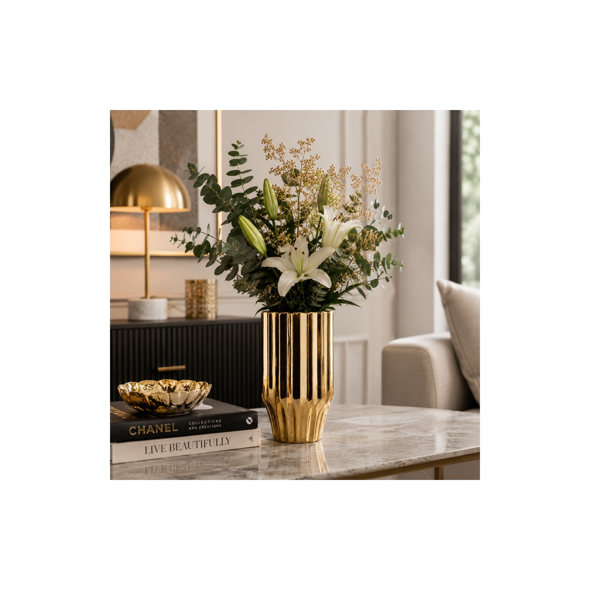 Giulia Grillo VASO YVONNE GOLD 14xh24,5cm