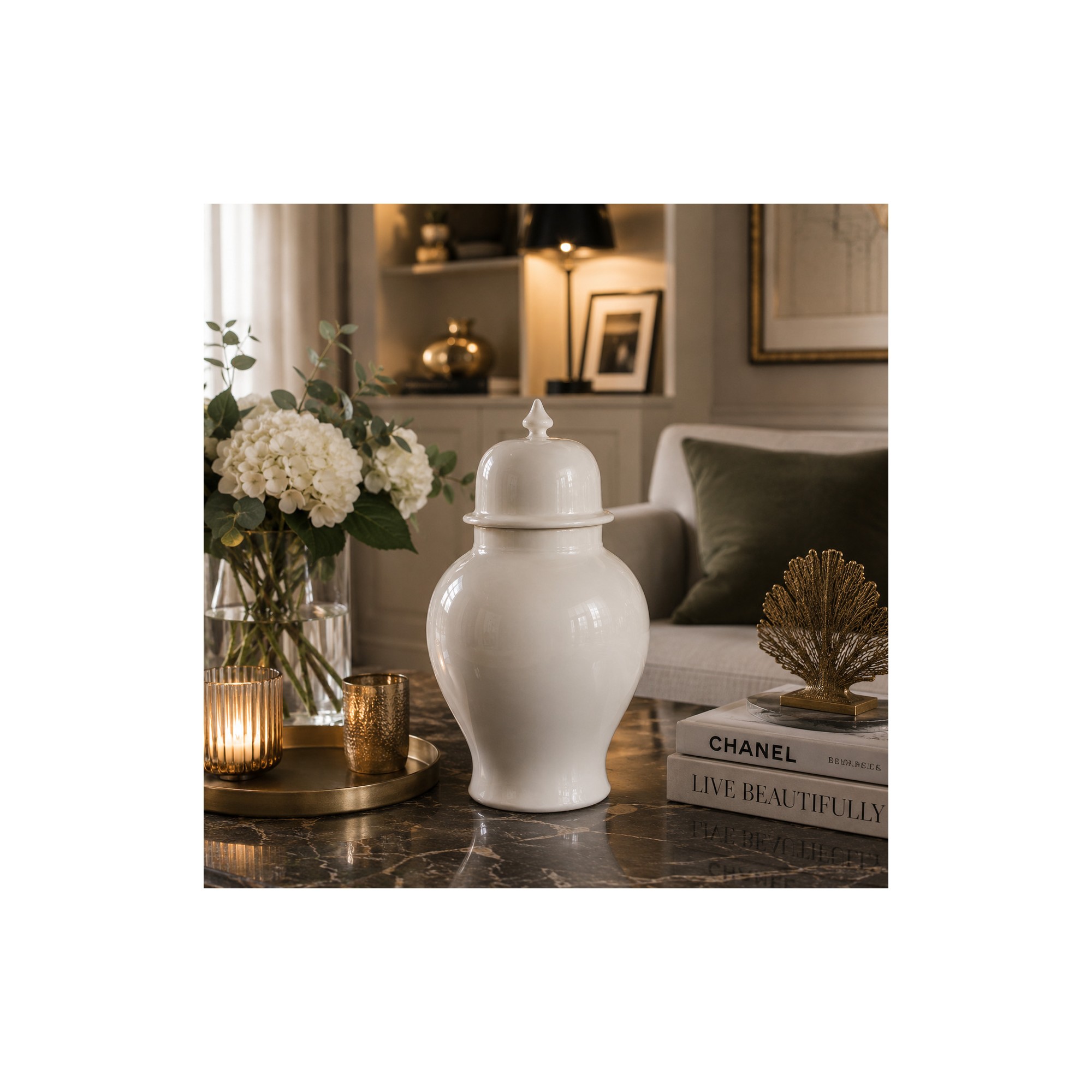 Giulia Grillo Vaso Tempel in ceramica bianco crema 43 cm