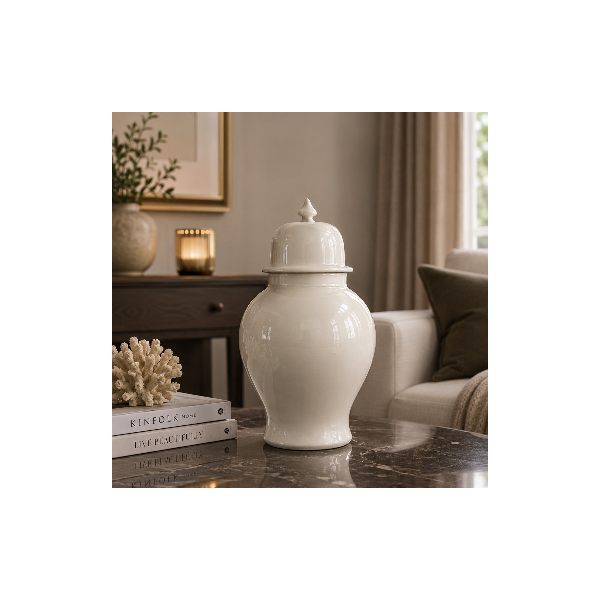 Giulia Grillo Vaso Tempel in ceramica bianco crema 43 cm