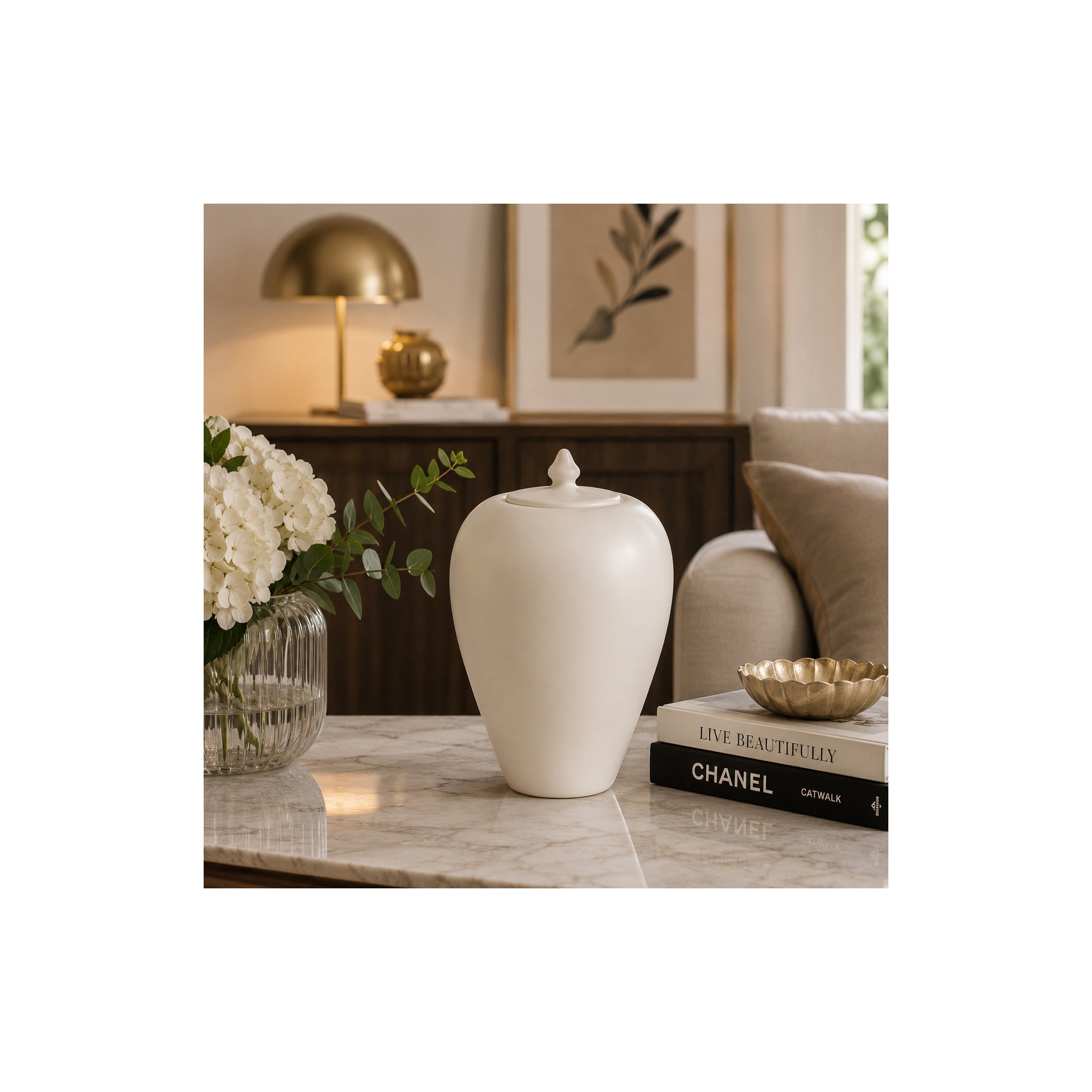 Giulia Grillo Coperchio vaso in ceramica bianco crema 29 cm