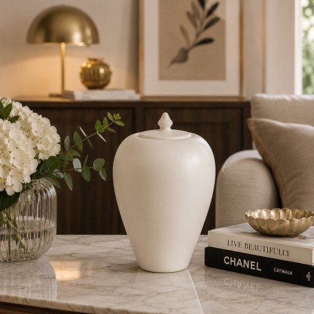 Coperchio vaso in ceramica bianco crema 29 cm