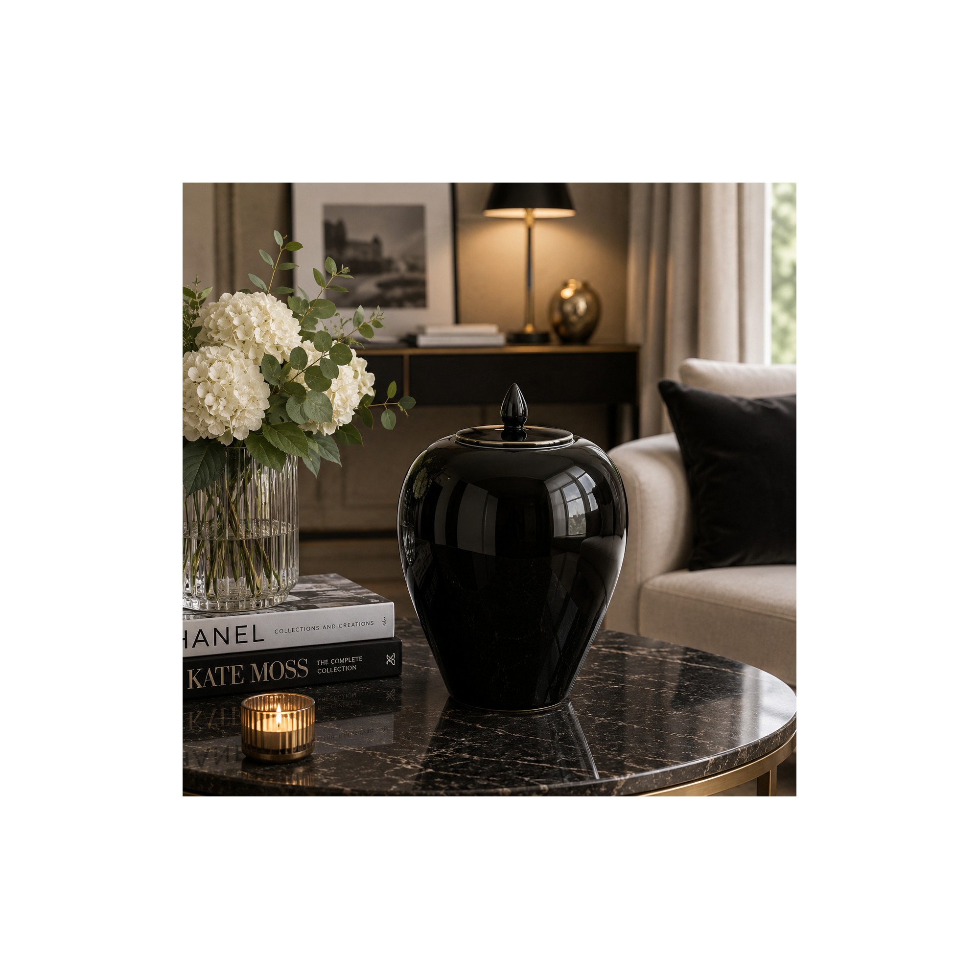 Giulia Grillo Vaso con coperchio in ceramica nero 29 cm