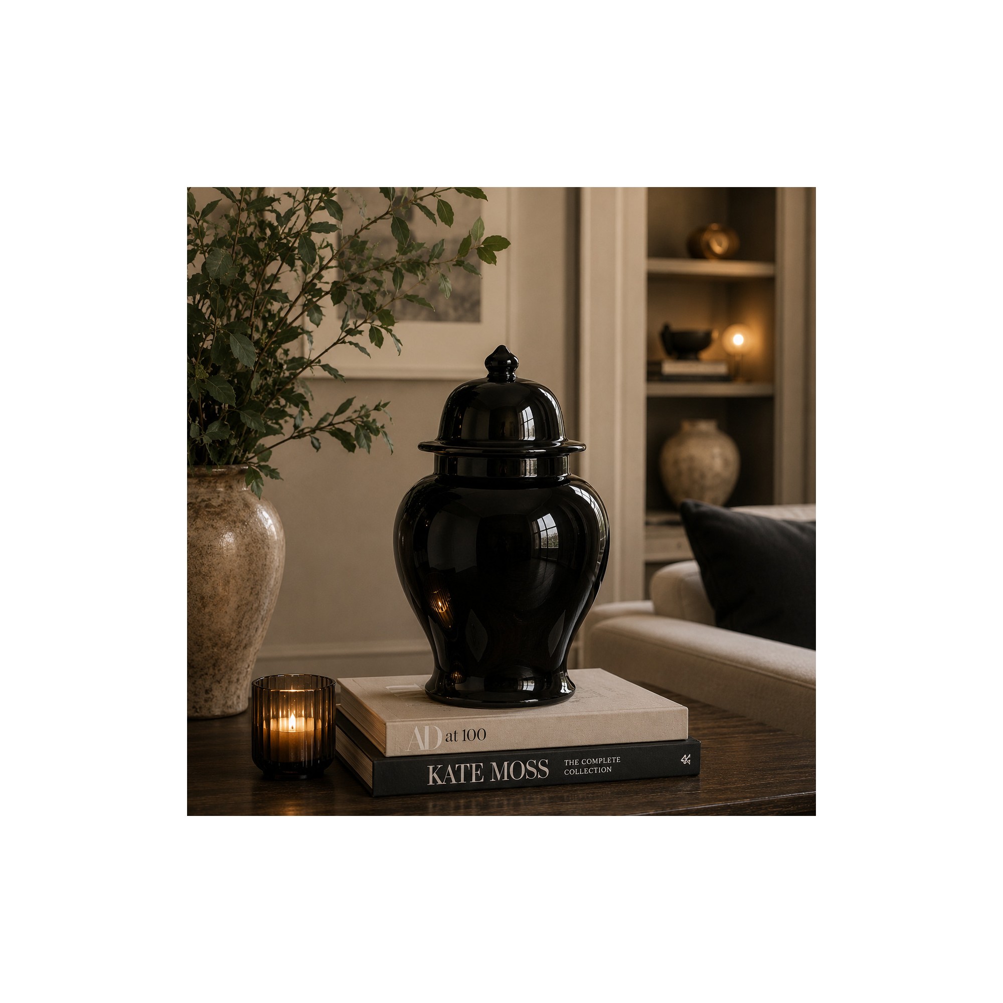 Giulia Grillo Vaso tempio in ceramica nera 40 cm