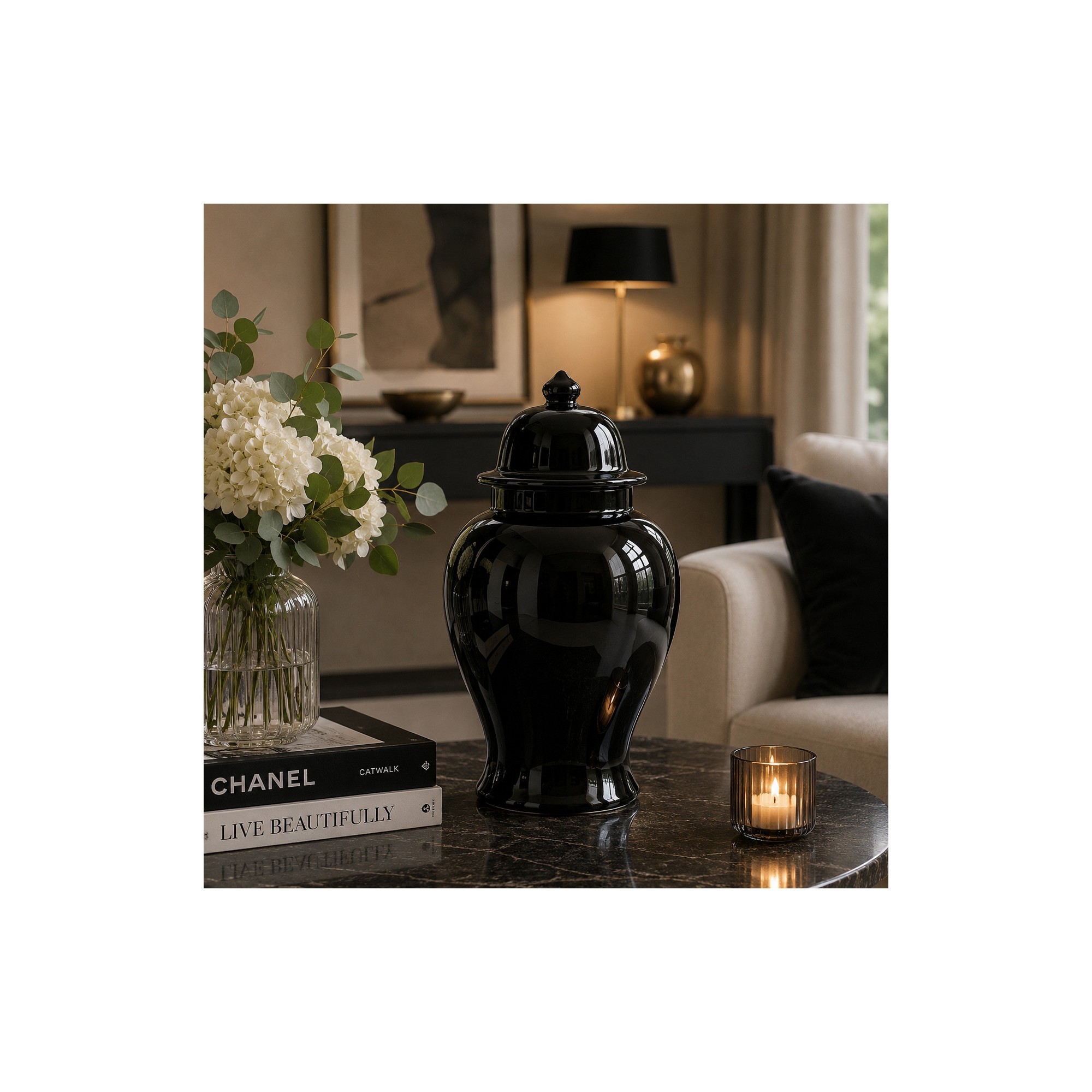 Giulia Grillo Vaso tempio in ceramica nera 40 cm