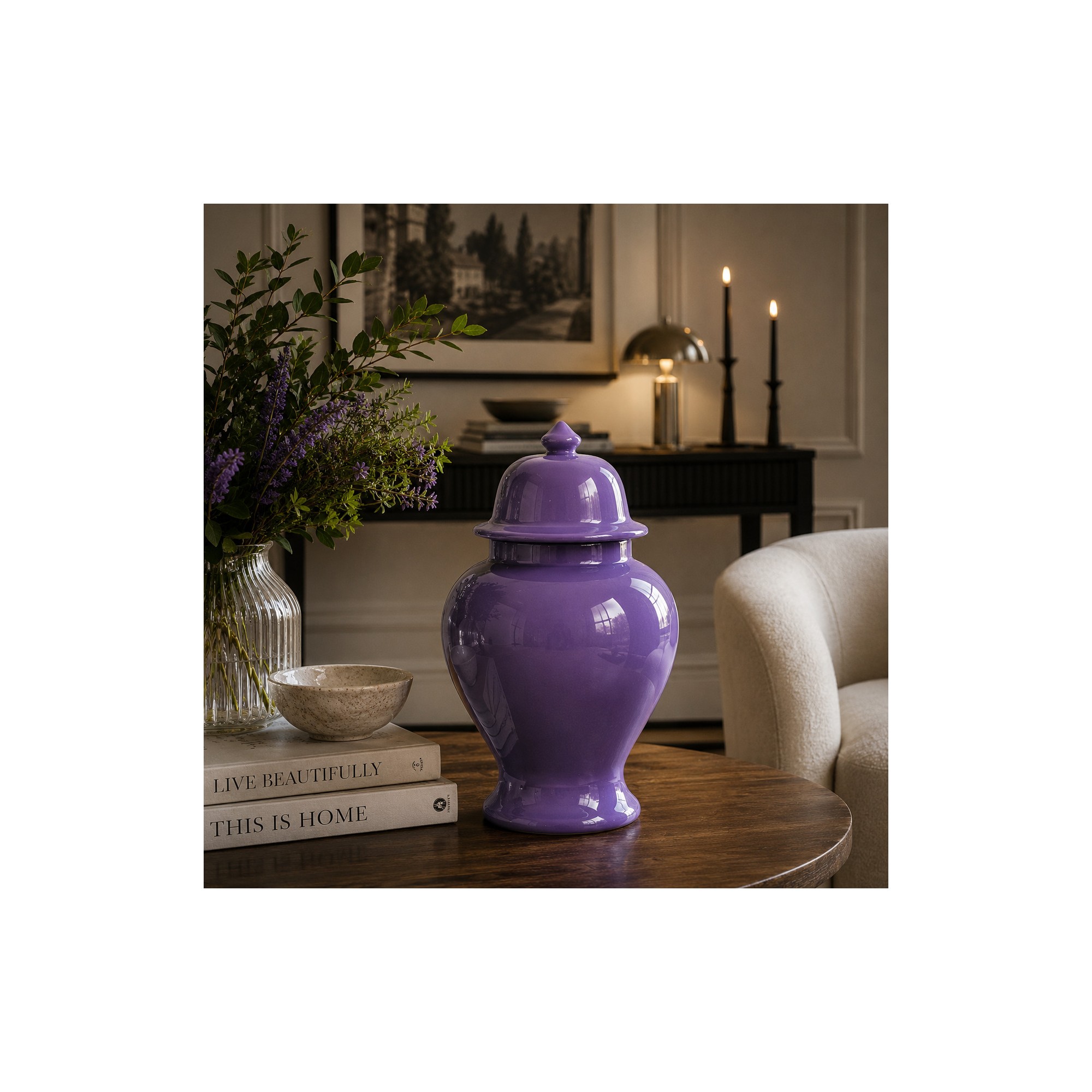 Giulia Grillo Vaso tempio in ceramica viola 40 cm