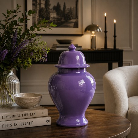 Vaso tempio in ceramica viola 40 cm