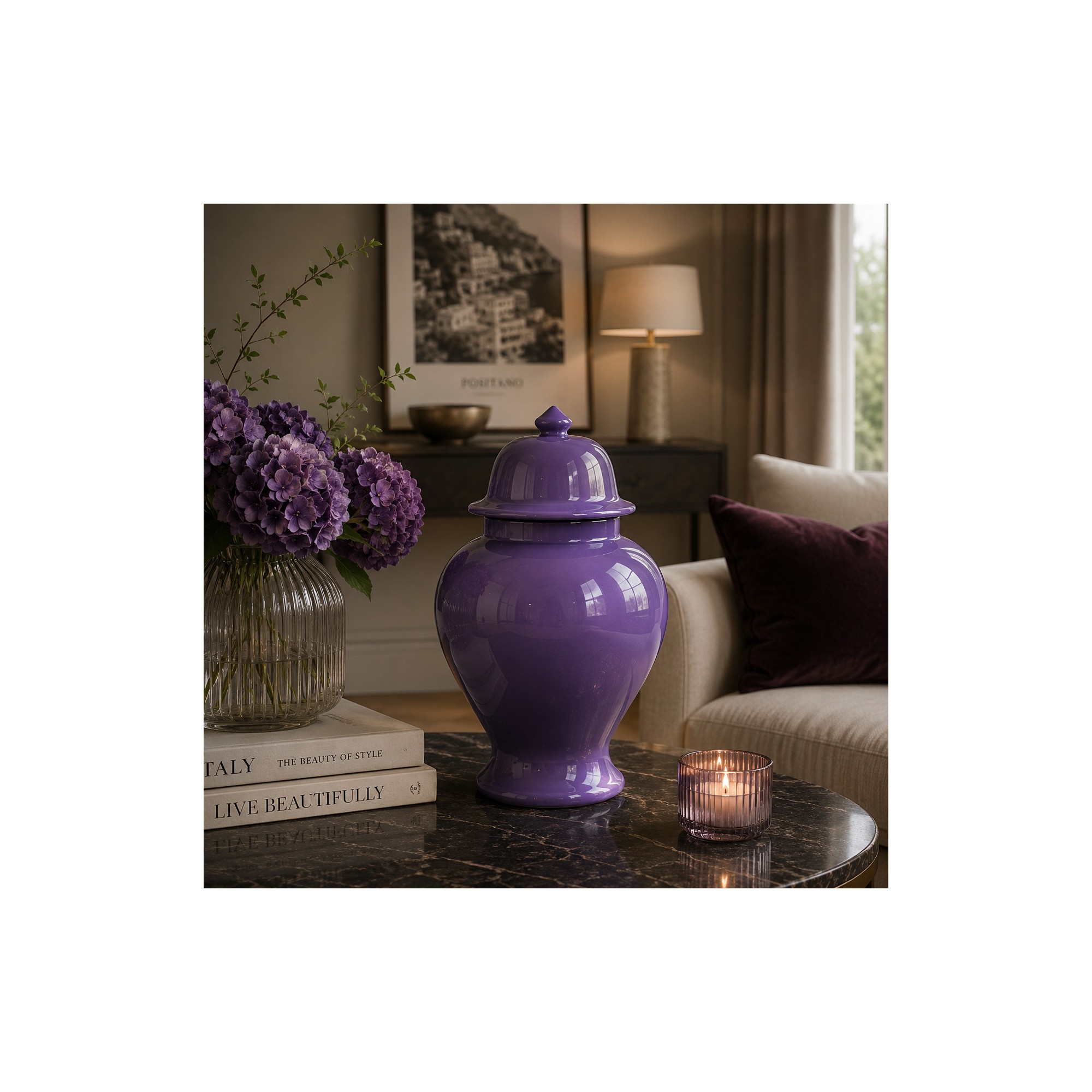 Giulia Grillo Vaso tempio in ceramica viola 40 cm