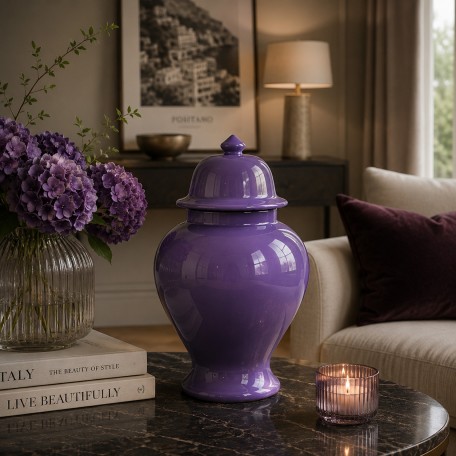 Vaso tempio in ceramica viola 40 cm
