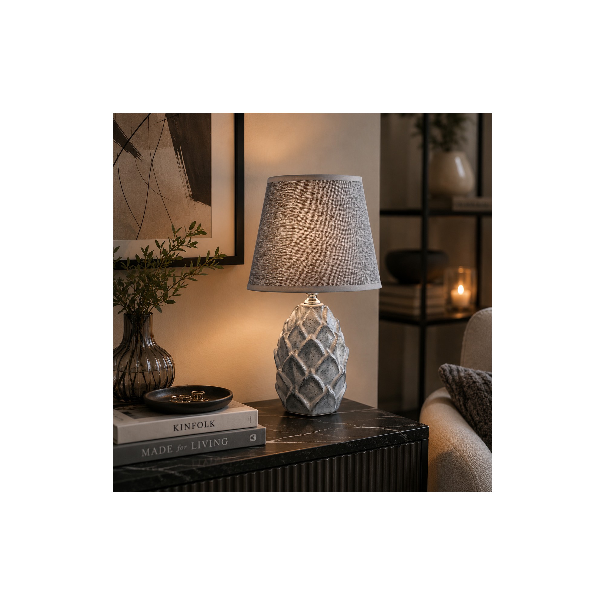 Giulia Grillo LETI GRIGIO Lampada da tavolo 10x10x30cm