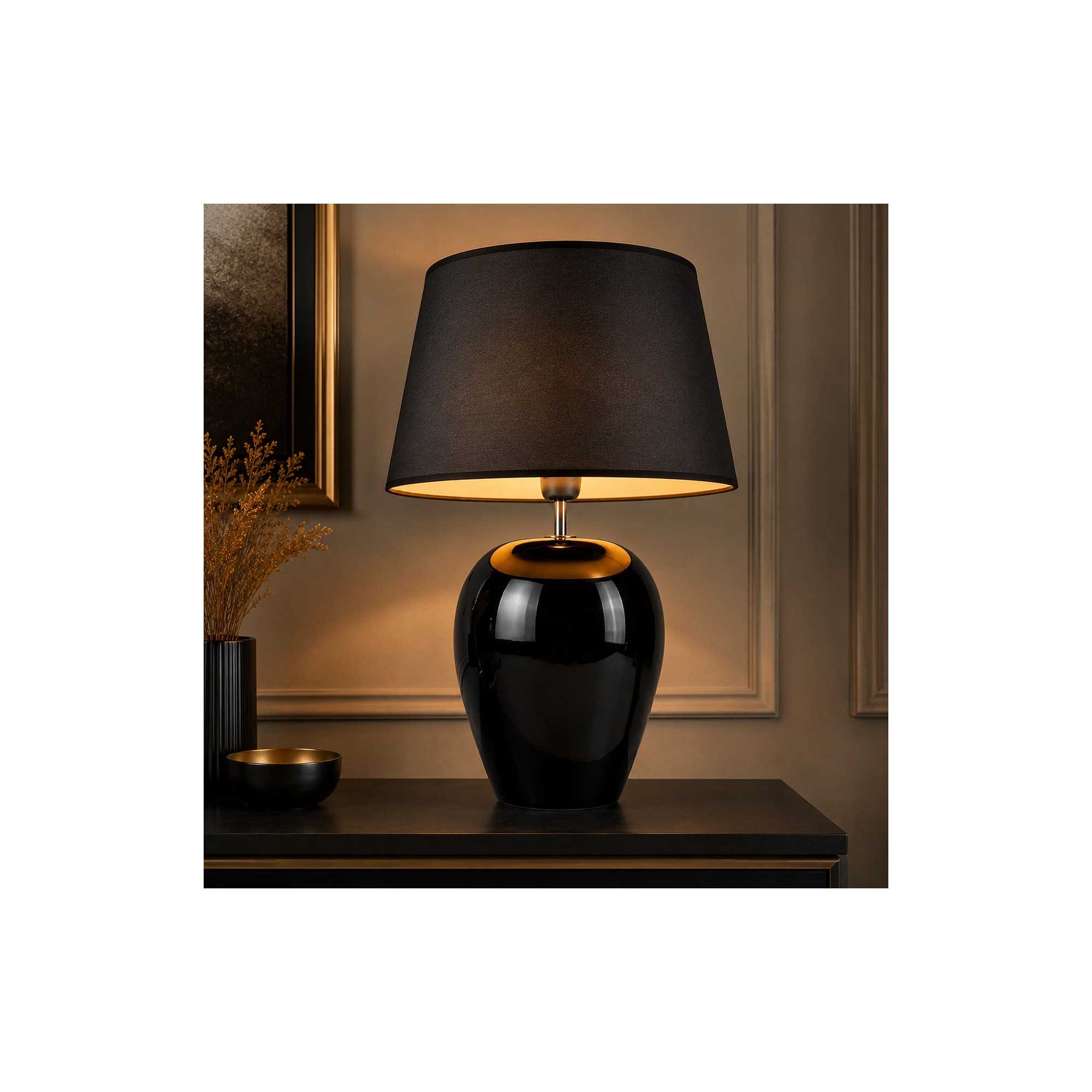 Giulia Grillo Lampada da tavolo in ceramica nera 35 cm
