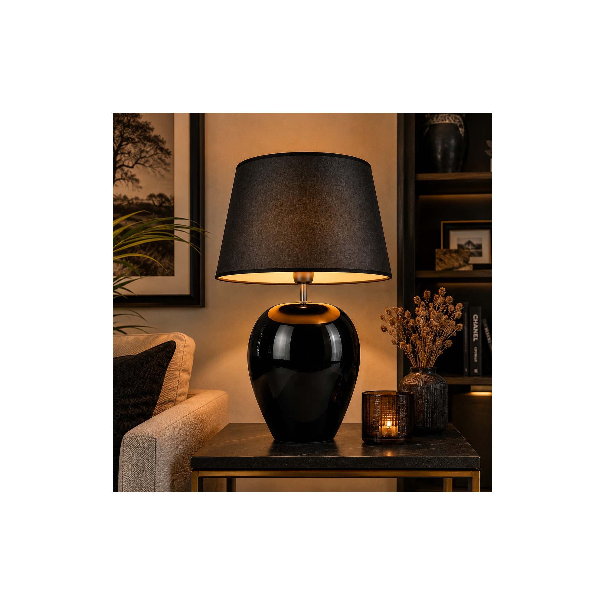 Giulia Grillo Lampada da tavolo in ceramica nera 35 cm