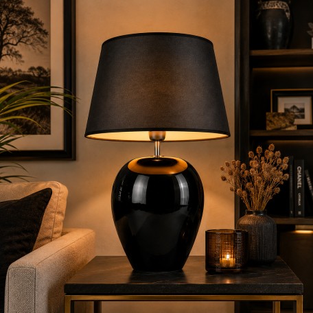 Lampada da tavolo in ceramica nera 35 cm