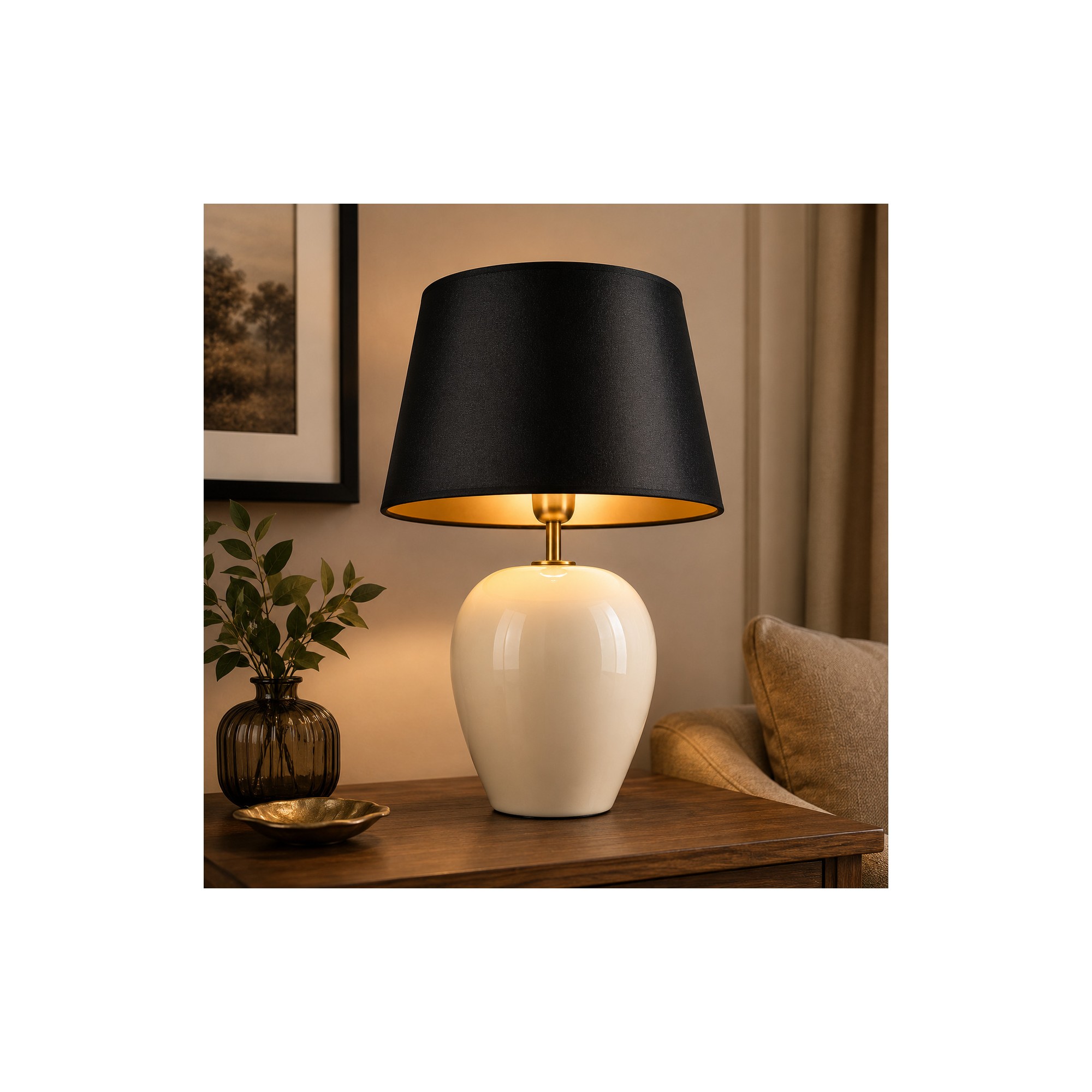Giulia Grillo Lampada da tavolo in ceramica bianco crema 35 cm