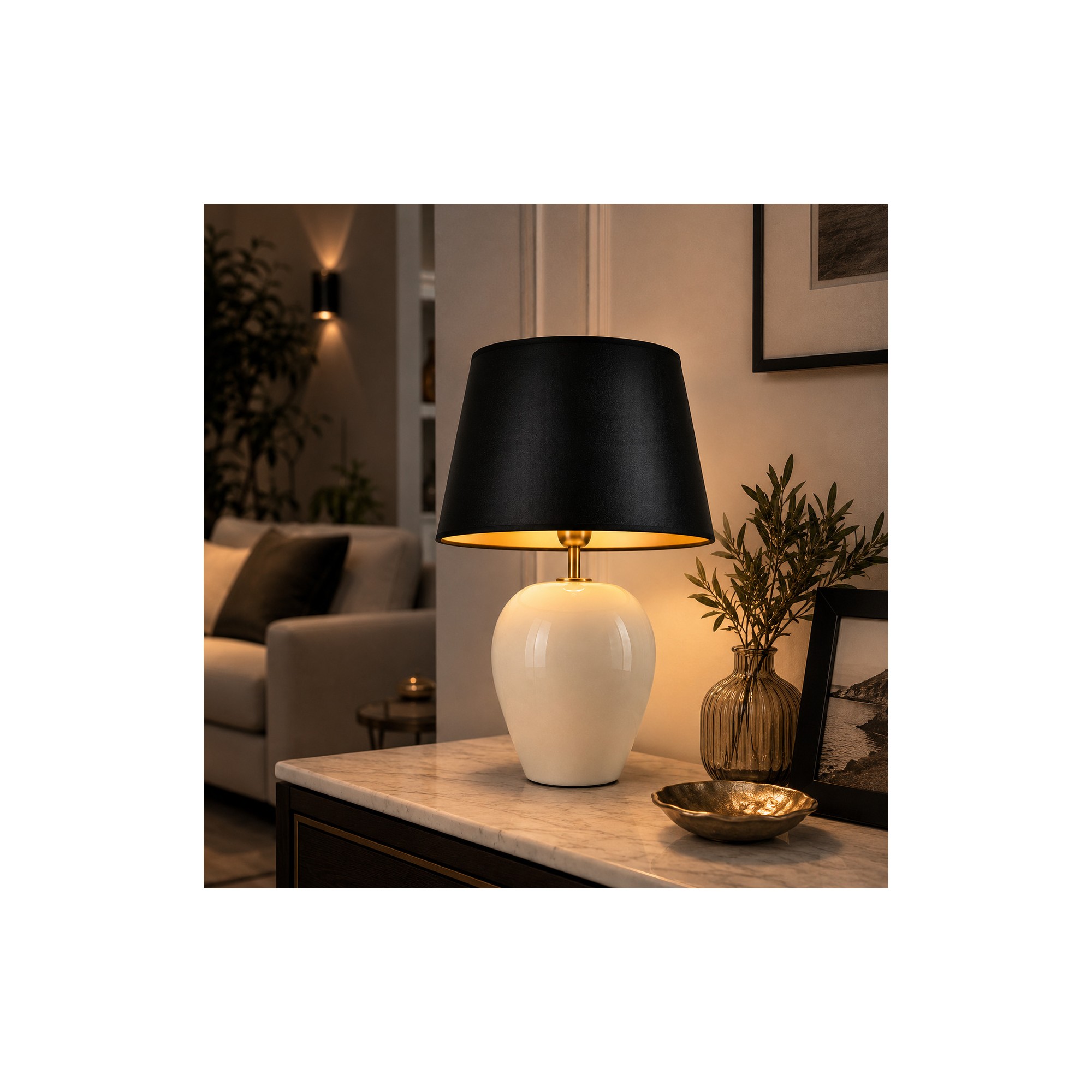 Giulia Grillo Lampada da tavolo in ceramica bianco crema 35 cm