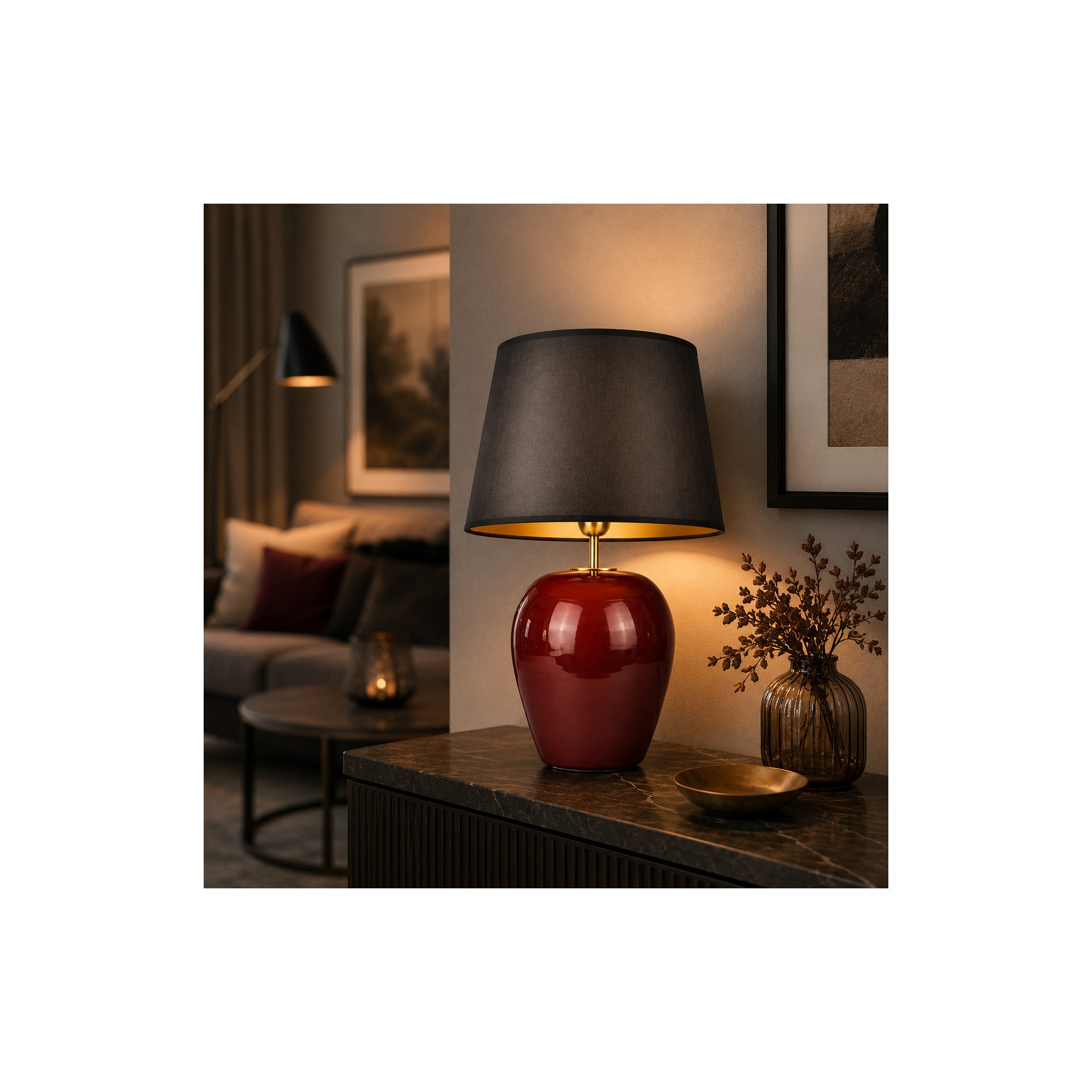 Giulia Grillo Lampada da tavolo in ceramica rossa 35 cm