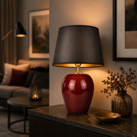 Lampada da tavolo in ceramica rossa 35 cm