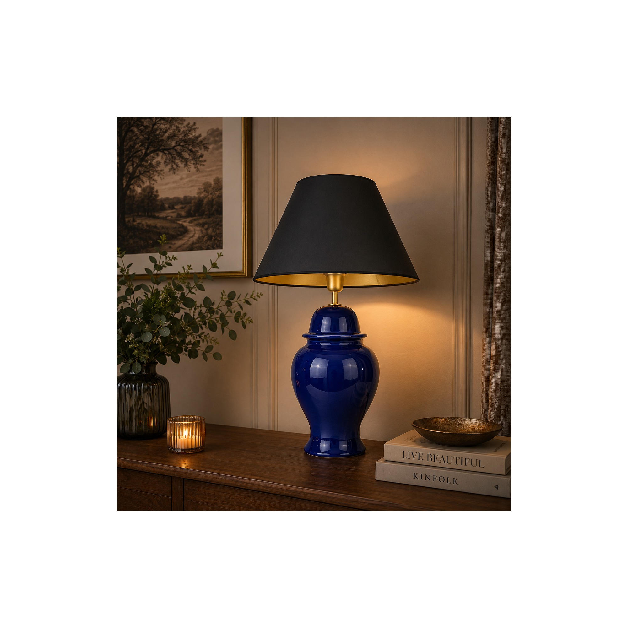 Giulia Grillo Lampada tempio vaso ceramica blu scuro
