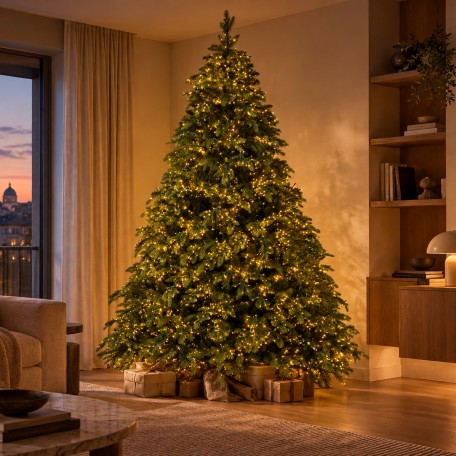 Albero di Natale con Luci Incorporate 210 cm, 4950 LED a luce calda